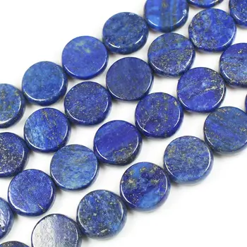 Bezmaksas piegāde ,12,14,16 mm, Lapis Lazuli, Monētas formas Pērlītes 15inch, Par DIY Kaklarota Bracelat Rotaslietu izgatavošana !