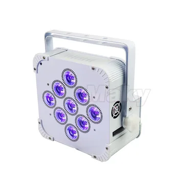 Bezmaksas piegāde 1gb Skatuves Gaismas Baltā ietvarā 9*18W RGBWA UV 6Square Slim Led Par Kannas, Akumulatoru, Bezvadu Vadības Kāzu uplights