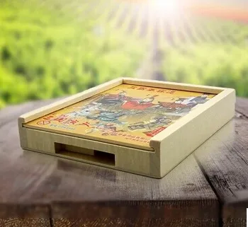 Bezmaksas piegāde radošās izglītības Romantika Trīs Karaļvalstij koka puzzle box bērnu rotaļu huarong ceļu karalis escape spēle 1box