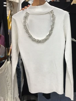 Bezmaksas piegāde smago amatniecības dimanta fāzēm adīšanas sieviešu modes t-krekls 2020New sieviešu apģērbu rudens saspringts džemperis pullove