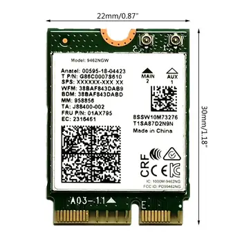Bezvadu-AC divjoslu Wifi Kartes Adapteris Intel 9462NGW CNVI NGFF M. 2 Taustiņu E ar Bluetooth 5.0 par Win10