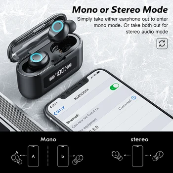 Bezvadu Austiņas Touch Kontroli TWS Bluetooth 5.1 Austiņas 9D HIFI Stereo Ūdensizturīgs Earbuds, Austiņas, Lādēšanas Kaste Ar Mic
