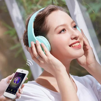 Bezvadu Bluetooth Austiņas Macaron Gaismas V5.0 HiFi Bass Divpusējās Stereo Mūzikas Gaming Headset w/Mic IOS Android Dāvanas