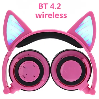 Bezvadu Bluetooth Kaķu Ausu Austiņas ihens5 Salokāms gaismas DIODE, kas Mirgo Kvēlojošs Cosplay Iedomātā Kaķis Austiņas dāvanu bērniem telefoni