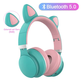 Bezvadu Bluetooth austiņas Karikatūras Kaķu Ausis bass Trokšņa Slāpēšanas Bērniem Headhand Bluetooth 5.0 austiņas Ar Mic Grils Dāvanu