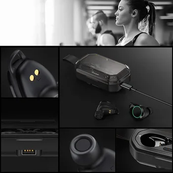 Bezvadu Earbuds, Bluetooth 5.0 Ūdensizturīgs 3D Stereo Skaņu, Bezvadu Austiņas ar Uzlādes Gadījumā Iebūvēts Mikrofons Dziļi HiFi B