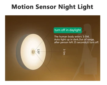 Bezvadu Kustības Sensors Lampa USB Lādējamu Sienas Lampas PIR 6led Nakts Gaisma Mājas Guļamistaba, Kabinets Portatīvo Iekštelpu Apgaismojums