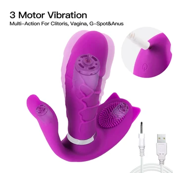 Bezvadu Tālvadības Dubultā motora Tauriņš Valkājamas Dildo Vibrators Sievietēm Anālais Vibratori G-Spot tūpļa Klitora Stimulators Massager