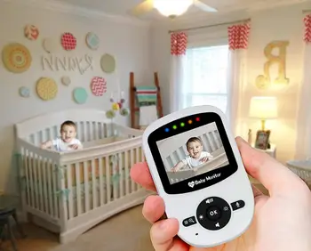 Bezvadu Video Baby Monitor ar 2 Digitālās fotokameras, LCD Displejs, Infrasarkano Nakts redzamību, 2 Veidu Runāt, Istabas Temperatūrā, Šūpuļdziesmas