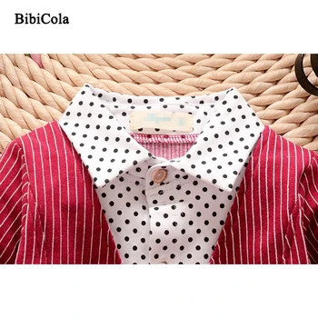 BibiCola Pavasara Rudens Zēnu Apģērba Komplekts 2gab Drēbes Uzvalku Bērnu Zīdaiņu Tracksuit Uzstādīt Mazulis Džentlmenis Svītru Tērpi Bērnu Uzvalks