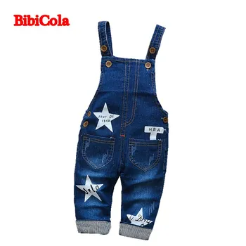 BibiCola pavasara kombinezoni ar krūšdaļu tīrtoņa krāsas džinsu zīmolu bikses zēnu bikses bērniem, džinsi, rudens bērnu bērni džinsa zeķturi meiteņu apģērbs
