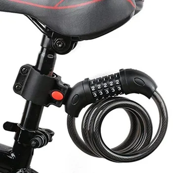 Bike lock Ring tipa bloķēšanas 5 Ciparu Kodu Kombinācijas, Velosipēdu Drošības piederumiem 1200 mm x 12 mm Tērauda Kabeļu Spirāli, Velosipēds, velosipēdu