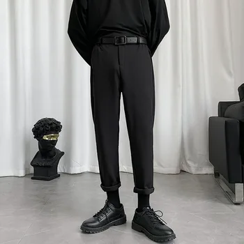 Bikses Vīriešu Melns Plus Izmērs 3XL Slim Potītes garuma Ikdienas BF Atdzist Harajuku Šiks Ins Modes Baggy Rudenī korejiešu Stilā, Streetwear Retro