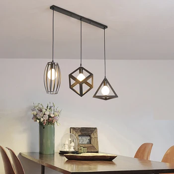 Black retro rūpniecības dzelzs 3 galvas piekariņu gaismas E27 LED var izstrādāt pašas lampas virtuve dzīvojamā istaba guļamistaba eju restorāns