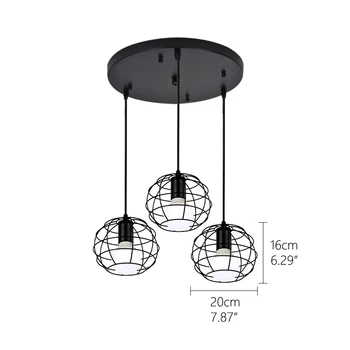 Black retro rūpniecības dzelzs 3 galvas piekariņu gaismas E27 LED var izstrādāt pašas lampas virtuve dzīvojamā istaba guļamistaba eju restorāns