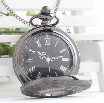Black white Dial, Romiešu kvarca Vintage Antikvariāts, Kabatas pulkstenis, kaklarota, rokas pulksteņi ar ķēdes dia:45mm