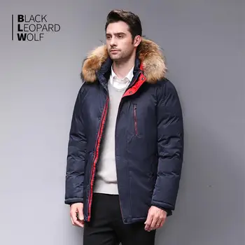 Blackleopardwolf 2020 Ziemas jaka vīriešiem luksusa noņemamu kažokādas apkakli, pretvēja ērts aproces Plus samta sabiezējums BL-1109m