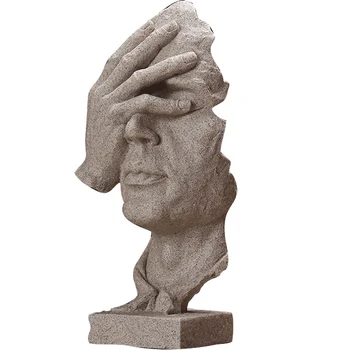 Blind Pazīstamas Statujas Statuetes Eiropā Sveķu domātājs, klusēšana-zelts cilvēki Skulptūras Vintage Mājas Dekoru Amatniecības