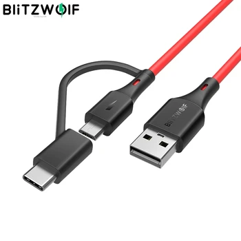 BlitzWolf BW-MT3 C Tips Micro USB 5V 3A 2 in 1 Ātrās Uzlādes Datu Kabelis Samsung Galaxy S10 9 Huawei Mate 20 Pro 3ft platības ziņā ir atšķirīgas 6ft