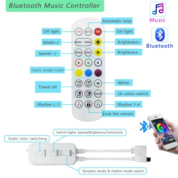 Bluetooth Mūzikas 5050 LED Sloksnes Gaismas SMD 2835 Elastīgu Lenti fita 5M 10M 15M RGB LED gaismas Diožu Lentes DC12V led gaismas istaba