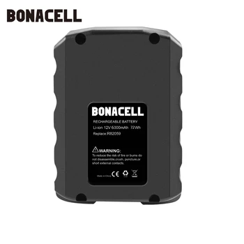 Bonacell 12V 6000mAh Uzlādējams Li-ion Akumulatoru Ridgid R82059 AC82059 AC82049 130220001 L50