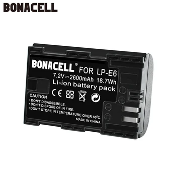 Bonacell 2600mAh LP-E6 Digitālo Kameru Baterijas Canon EOS 5D Mark II 2 III 3 6D 7D 60D 60Da 70D 80D DSLR EOS 5DS lp e6 L50