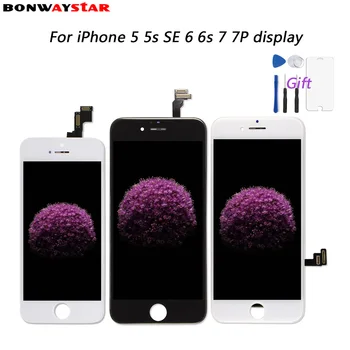 Bonwaystar Oriģināls iPhone 5 5s se 6S 6 7 7p LCD Ar lielisku 3D skārienekrāna Digitizer Montāža iPhone 6SP Displejs +T