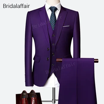 Brīnišķīgs Līgavainis Vīriešu Kāzu Balles Tērps Green Slim Fit Uzvalku Vīriešiem Oficiālas Uzņēmējdarbības Darbu Valkā Uzvalki 3Pcs Komplekts (Jaka+Bikses+Veste)