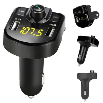 Brīvroku sistēmas Auto Bluetooth 4.0 un FM Raidītājs Automašīnas Lādētājs Dual USB Adapteri Auto Mp3 Atskaņotājs Bezvadu Audio Uztvērējs