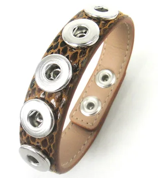 Brūna & grey čūska ādas aproces, kabatas izmēra 1.2 cm 5 metāla pogas šarmu Rokassprādzi DIY sakausējuma pogas Rotaslietas