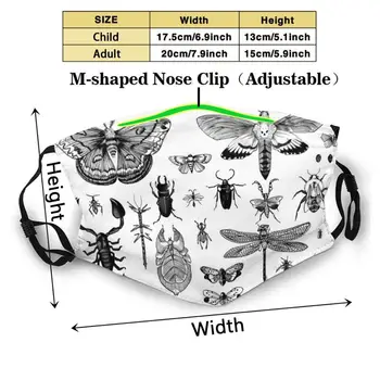 Bug Valdes 3d Drukas Atkārtoti Mutes Maska, Mazgājams Filtrs Pret Putekļiem Sejas Maska Kukaiņu Bug Bugs Entomology Spāre