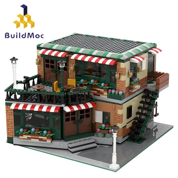 Buildmoc Pilsētas Ēku KM Kafijas Veikals, Kafejnīca Arhitektūras Radītāju Moduļu Krogs, Celtniecības Bloki, Ķieģeļi, Pilsētas Nams Rotaļlieta Bērniem