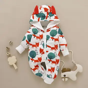 Bunvel Rudens Valkāt 0-24M Toddler Bērniem, Baby Meitenes Zēni Kombinezonus Kapuci Fox Modelis ar garām Piedurknēm Jumpsuit Džemperi, Zīdaiņu Apģērbs