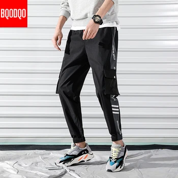 Burtu Drukāšanas Rudens Bikses Vīriešu Japāņu Trikotāžas Streetwear Harēma Kravas Elsas Joggers Harajuku Hip Hop Sweatpant Hip Hop Bikses