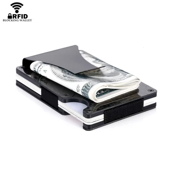 Bycobecy jaunpienācēji Vīriešu Modes Oglekļa Šķiedras Kredītkartes Īpašnieks Minimālisma Sajūgs Seifs Alumīnija Metāla RFID Mini Kabatas Maku