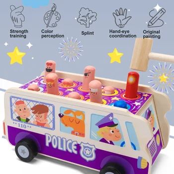 Bērni, Bērni, Koka, Sirdsklauves Stendā Dzīvnieku Autobusu Rotaļlietas Agri Izglītības Attīstībai Dāvanas