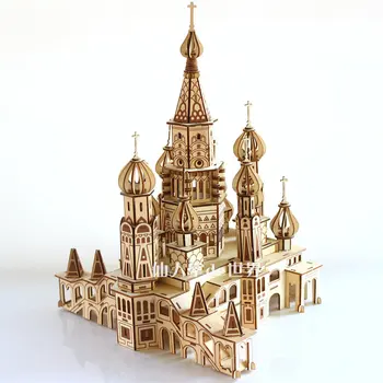 Bērni Jaunu DIY puzzle 5D ēkas modeli, koka, Bērnu, Pieaugušo rotaļlietas, ar rokām darinātas rotaļlietas Puzles bērniem, dāvanu spēlē Sanktpēterburgas