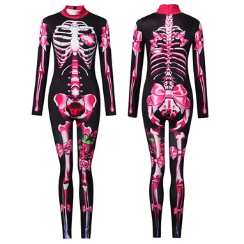 Bērni, Sievietes, Pieaugušie Bērni, Biedējošu Velns Miris Halloween Masku Skelets Jumpsuit Bodysuits Cosplay Kostīmu Puse Apģērbi