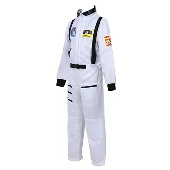 Bērniem Astronautu Tērpu Lomu spēles Komplekts Zēniem Meitenes maziem bērniem, Pusaudžiem Spaceman Jumpsuit Kosmosa Pilots Lidojuma Tērps, Kleita Balta, Zila