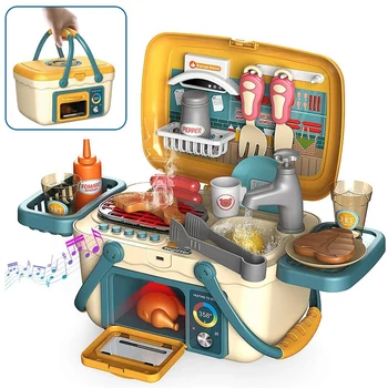 Bērniem BBQ Grils PlaySet Piknika Virtuves Grozu Spēlēt Rotaļlietām, Mūzika un Gaismas Izlikties, Pārtikas, Cooking, Lomu spēles un Rotaļlietas