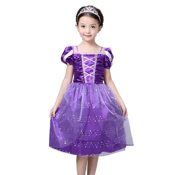 Bērniem, Baby Meitenes Princese Kleita Violeta Elegants Pasaku Pasaku Gari Mati Princese Cosplay Kostīmu Mežģīņu Acu Milzīgais Puse Kleita