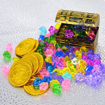 Bērniem Dārgumu Kaste Kartes Ieroci Kompass Medību Krūtīm Teleskopu Plastmasas Rotaļlietu Zelta Monētas un Pirātu Dārgakmeņi Rotaslietas Uzstādīt Pack dzimšanas diena