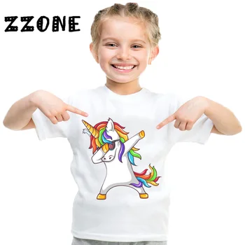 Bērniem Harajuku paliekas uzmanīgi Unicorn Karikatūra Smieklīgu T kreklu Bērnu Zēniem/Meitenēm ar Īsām Piedurknēm Vasaras Topi, Drēbes Bērniem