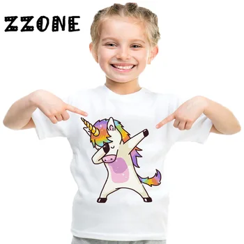 Bērniem Harajuku paliekas uzmanīgi Unicorn Karikatūra Smieklīgu T kreklu Bērnu Zēniem/Meitenēm ar Īsām Piedurknēm Vasaras Topi, Drēbes Bērniem