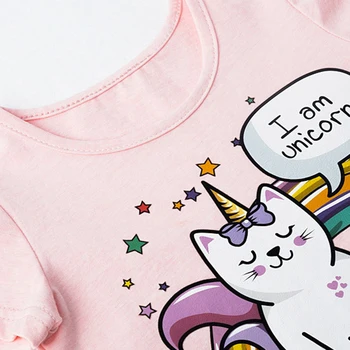 Bērniem Meiteņu Apģērbu Komplekti, Vasaras Stila Zīmola Baby Bērnu Drēbes, Uzvalki Īsā Multfilmu Unicorn T-Krekls+Vizuļi Tutu Svārki 2gab