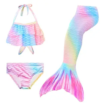 Bērniem Nāru Astes Peldēšanas Tērps Meitenēm Sirēna Peldkostīmi Swimmable Bikini Komplekts Peldkostīms Bērniem Cosplay Kostīmu, Peldkostīmu