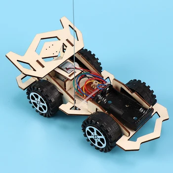 Bērniem Zēni DIY Montāža RC Auto Modeli, kas Koka Zinātnes Eksperimentu Komplekta Jauda Transportlīdzekļa Izglītojošas Rotaļlietas Bērniem