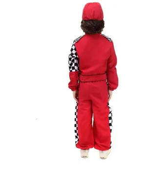 Bērniem Zēni Halovīni Sacīkšu Cosplay Sarkano Sacīkšu Auto Vadītājs Vienotu Bērnu Sacīkšu braucējs Tērpu, Masku Masku Kostīmu