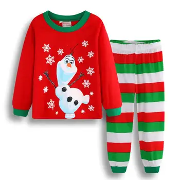 Bērniem zēnu, meiteņu apģērbs, pidžamas komplekts Kokvilnas Bērnu Sleepwear 2 Gabali Multiplikācijas filmu Tops +Bikses Zīdainis, Mazulis, Apģērbu ziemassvētki Pidžamas