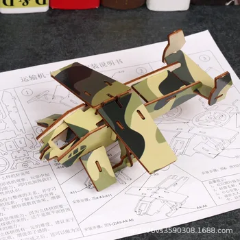 Bērnu 3D Koka Atjautības Gaisa kuģa DIY Roku darbs Puzzle Modeļa Rotaļlietu Radošumu Jigsaw Puzzle, Lai Uzlabotu Bērnu Rokās-par Spēju